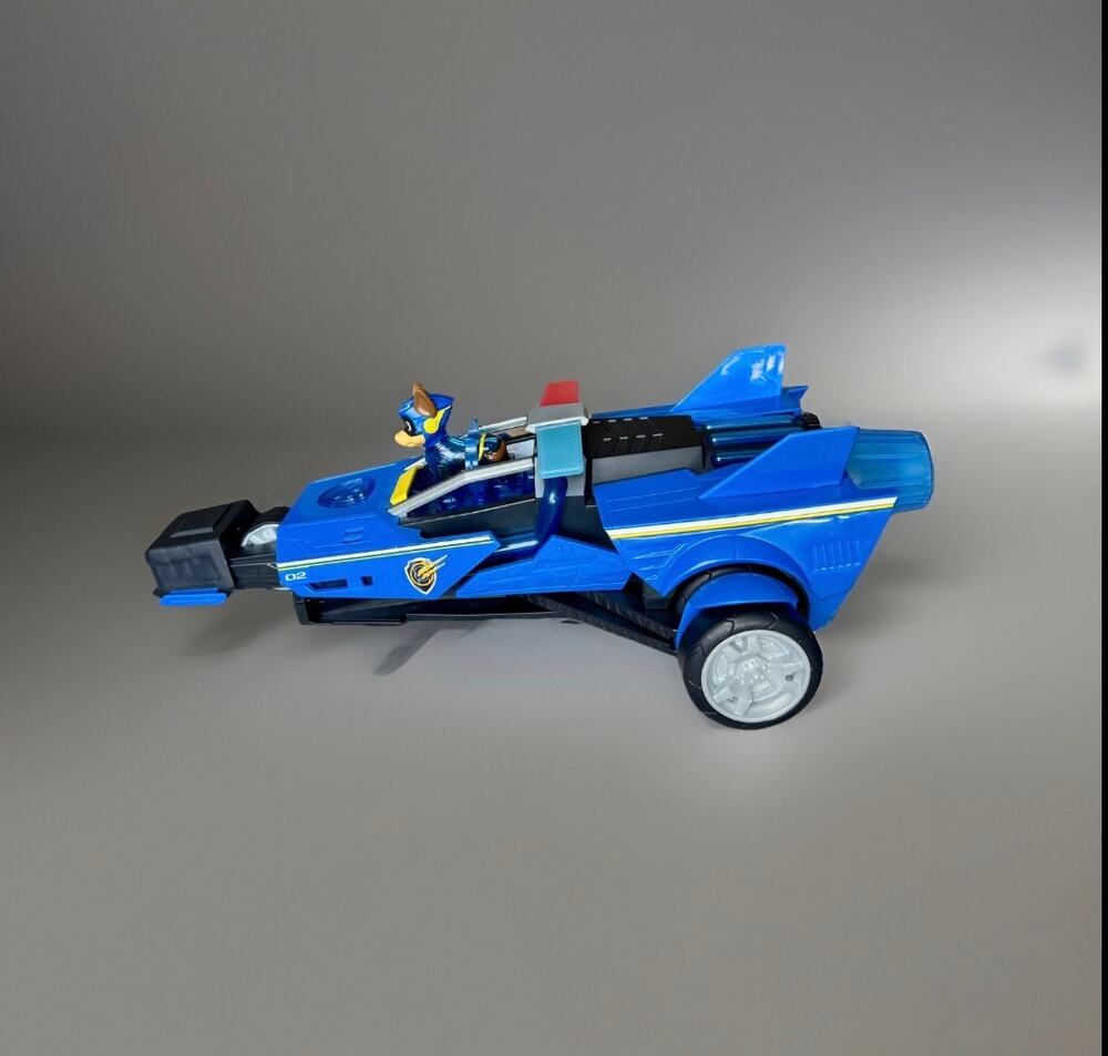 Paw Patrol Chase Transforming Vehicle Launcher Car Figure Blue Spin Master Toy